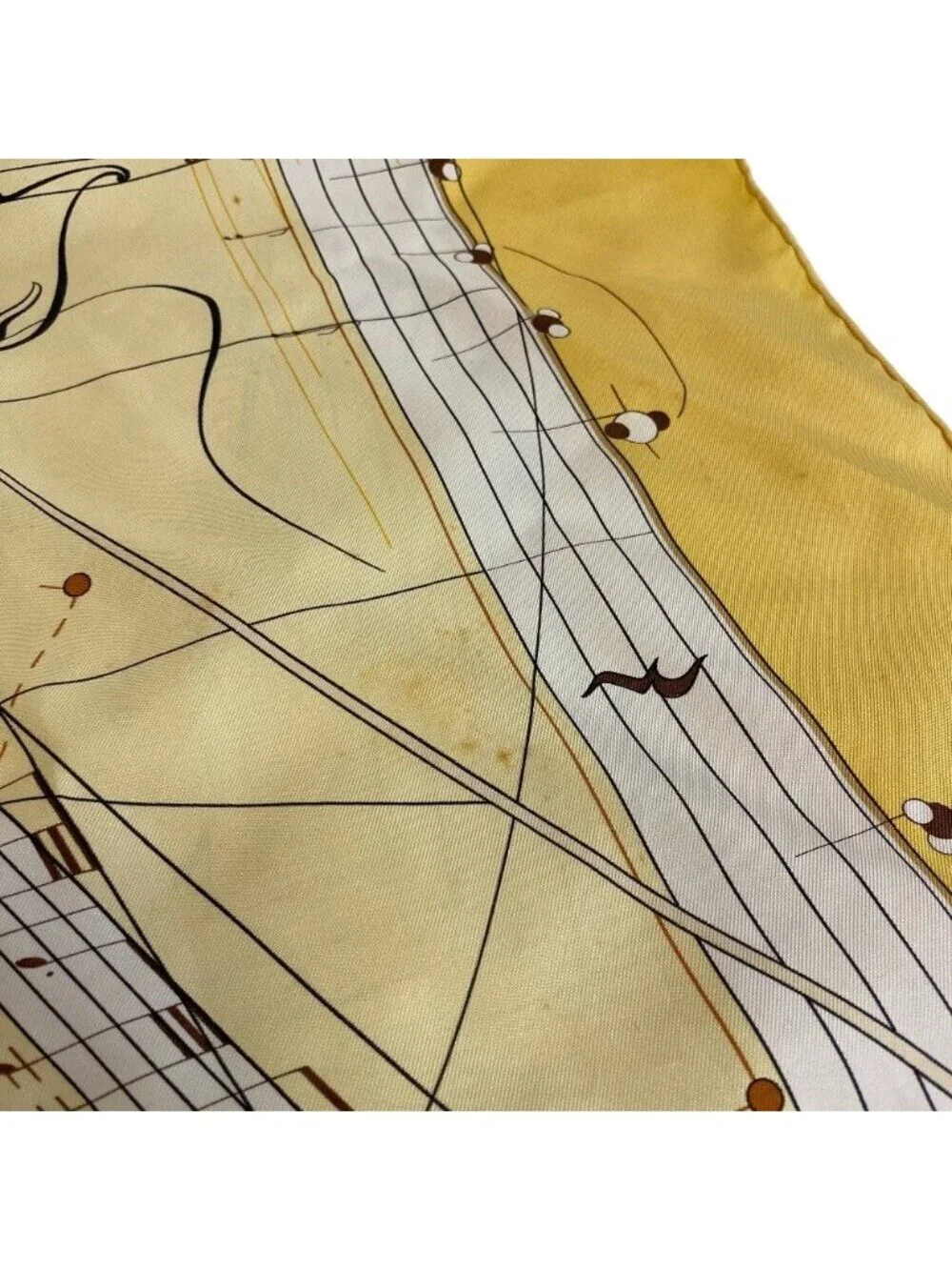 Hermes la Musique Des Spheres Carre 90 Silk Scarf Yellow